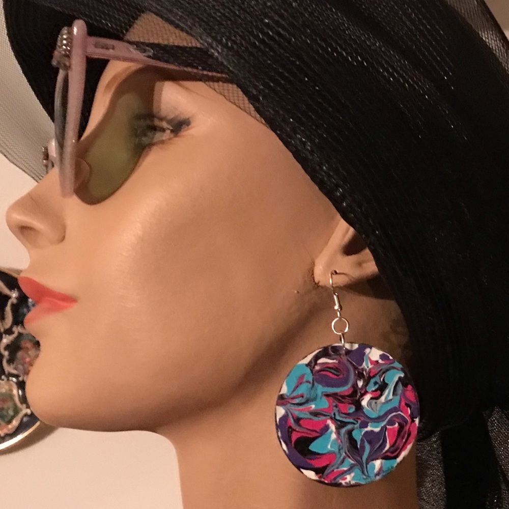 Gorgeous Colorful Acrylic Paint Poured On Both Sides Earrings!